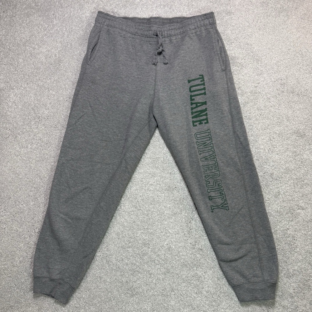 Tulane University Sweatpants NCAA Mens Large MV Sport Green Gray Fleece Joggers